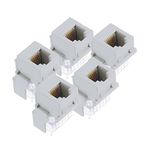 Legrand - OnQ Telephone Keystone Jack RJ25, Male to Male Connector, Universal Keystone Connector for Phone Connections, Rear Mount Snap-in Keystone Design, White, 5 Count, F9042WHV5