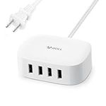 BULL USB Charging Station - 4 in 1 USB Charger with 6ft Extension Cord, USB Multiport Charger for Apple iPhone, Samsung, Tablet, Cruise Ship, Travel, Home, Office, UL Listed