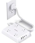 Surge Protector Power Bar, Addtam 5 ft Flat Plug Extension Cord with 4 USB Wall Charger(2 USB C Port), 4 Widely Outlets Desk Charging Station, Home Office and College Dorm Room Essentials