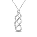 Sterling Silver Diamond Twist Pendant Necklace (1/10 cttw), 18"