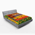 Ambesonne African Fitted Sheet, Abstract West Folk Art Forms Unique Lines Print, Bed Cover with All-Round Elastic Deep Pocket for Comfort, Full Size, Multicolor