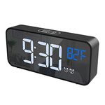 ORIA Digital Alarm Clock, Mirror LED Clock, Desk Clock with Voice Control, Dual Alarms, Snooze, 4 Adjustable Brightness, USB Charging Port, for Bedroom, Bedside, Office, Kids, Elderly (Black)