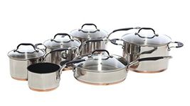 ProWare Copper Base Cookware Set of 6 (14cm Milk pan 16cm, 18cm, 20cm saucepans 26cm Saute and 24cm stockpot)