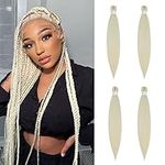 X-Tress Blonde Braiding Hair 4 Packs Easy Braids Synthetic Fiber White Braiding Hair Extension Quality Kanekalon Fiber Super Soft No Tangle Box Braids Twist for Girls(#613)