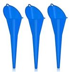 KarZone Funnel Set - All Purpose Plastic, Flask Funnel for Oil, Gas, Lubricants and Fluids - Fit for Filling Bottles, Canning, and Kitchen Use - Set of 4 - Blue