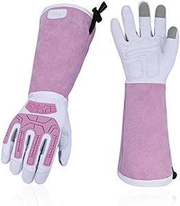 Vgo... 1-Pair Premium Geniune Goat Leather Extra-long Cuff Thornproof, Anti-abrasion, Anti-Impact Gardening Gloves (Size S, White, GA9659)