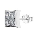 HIGHSPARK 925 Silver Men's Stylish Square Solitaire Earring | 92.5 Sterling Silver and Diamond like Brilliance Zirconia | Single Stud for Men | Lovely Gift - 4CZRD Square