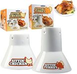 Sittin' Chicken & Turkey Ceramic Beer Can Roaster & Steamer Combo Pack- Easily Infuse Flavors Into Your Meat- Wide Ceramic Base for Oven Or Grill Use- Meal Prep Tool for Christmas & Holiday Parties