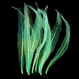 REIRQIE 18/25/43Cm Aquarium Decoration Plants Simulation Artificial Water Grass Fish Tank Decor Silicone Glowing Kelp Ornament Aquarium Accessories,Green,9.84in