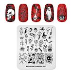 KADS Halloween Nail Plates Nail Stamp Templates Nail Art Stamping Kits with Pumpkin Ghost Skull Bat Image Plates for DIY Decoration (HA007)