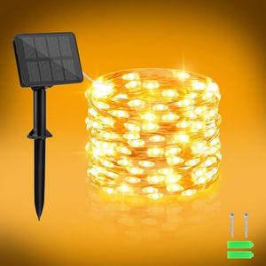 cshare Solar Lights Outdoor Garden, 1Pack 5M 50 LED Solar Fairy Lights Copper Wire 8 Modes Waterproof String Lights for Yard,Christmas Tree,Garden,Bedroom,Gate Indoor/Outside Decorations(Warm White)