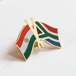 The Flag Shop India-South Africa Cross Flag Brass Lapel Pin/Brooch/Badge for Clothing Accessories