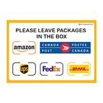 Ignixia Package Delivery Sign with Canada Post, (Pack of 02) Amazon, DHL, UPS Delivery sign for Delivery Box Size 10 x 7 Inches