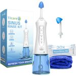 Sinus Rinse Kit by Tilcare - Perfect Nasal Rinse Machine for Sinus & Allergy relief - Electric Neti Pot for Nasal Irrigation that will cleanse your stuffy nose - Comes with a towel and 30 salt packets