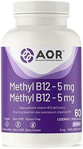 AOR Methyl B12 5mg, 60 Lozenges, High Potency Vitamin B-12 Methylcobalamin Supplement, Supports Healthy Nerve Function - Ideal for Maintaining Balanced B12 Levels - Vegan-Friendly Methylated B Complex
