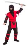 Wicked Costumes Boys Ninja Assassin Black/Red Fancy Dress Costume - Large (8-10 Years)