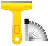 JAMBUVANTI ABS Plastic Handle tool to remove silicone & paint stains Floor Tile Grout Remover mirror Glass Window Cleaning Device Wiper with 10 cm Stainless Steel Blade (3 Blades Scraper)