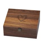 Wiaee Heart Laser Cut Wood Keepsake Box, Memory Box for Keepsakes Large, Wooden Storage Box with Hinged Lid [Valentines Day Gifts for Him/Her, Anniversary, Wedding, Memory, Baby Shower Wooden box