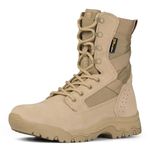 FREE SOLDIER Men's Tactical Boots 8 Inches Lightweight Combat Boots Durable Suede Leather Military Work Boots Desert Boots (Tan, 10.5)