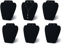 7TH VELVET 6 Pieces Black Velvet Necklace Display, Jewelry Display for Selling and Shows, Necklace Easel Stand, Collapsible Jewelry Bust Stand, Reinforced Bracket (7 3/8" W x 8 2/8" H)