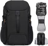 TARION Camera Backpack Bag Large - DSLR Backpack with Dual-side Opening 15.6" Laptop Sleeve Waterproof Raincover Photo Backpack for Outdoor Photography Hiking Travel HX-L Black