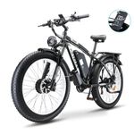 Kinsella K800 dual motor 26-inch fat tire mountain electric bike has: 23AH lithium battery, 4 color options, 21 speeds, color display UK Warehouse (Black white)