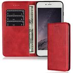 iPhone 7 Plus Wallet Case / iPhone 8 Plus Case with Card Holder Slot FROLAN Premium PU Leather Strong Magnetic Flip Folio Kickstand Drop Protection Shockproof Cover for iPhone 7 Plus / 8 Plus 5.5 inch (Wine Red)