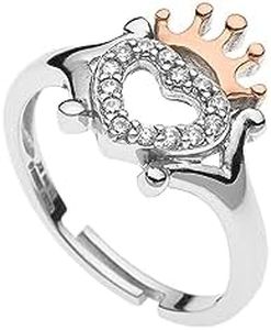 Disney Anello Principessa, Argento Sterling con Corona di Zirconi per Bambini e Ragazze, Gioielli
