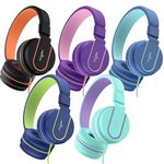 AILIHEN Kids Headphones Bulk 5-Pack for K-12 School Classroom, On-Ear Wired Headset with Microphone for Students Children with 93dB Volume Limited, 3.5mm Jack for Chromebooks Tablets Laptop Computer