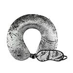 Cloudz Crushed Velvet Memory Foam Travel Neck Pillow with Sleep Mask - Grey