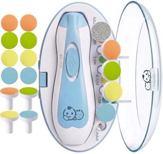 Royal Angels Upgraded 21 in 1 Baby Nail Trimmer with Labeled Case, 12 Extra Replacement Pads, Safe Electric Baby Nail File Kit for Newborns & Toddlers, Whisper Quiet Nail Clipper with LED Light (Blue)