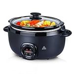 bathivy 7-Quart Slow Cooker, Electric Oval Programmable Slow Cooker with Nonstick Ceramic Pot, 3 Tempature Settings, Digital Countdown Timer, Keep Warm, Dishwasher Safe Glass Lid & Crock, Easy Carry Side Handles, Matte Black Powder Coating Housing