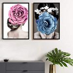 Painting Mantra Floral Theme Set of 2 Framed Canvas Art Print, Painting -13x17 inchs