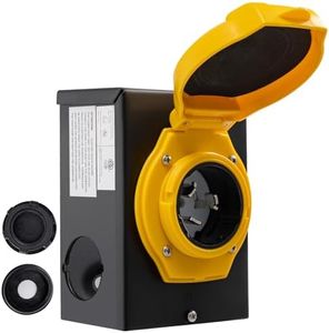 50 Amp Generator Inlet Box, NEMA SS2-50P Power Inlet Box for 3-Prong Generator Cord,125/250V, 6250/12500W Generator Power Inlet Box with Light Indicator, Generator Plug Box for Outdoor Use, ETL Listed