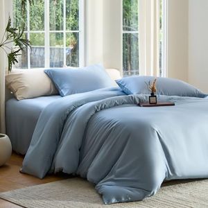 DOZ Duvet Cover Set, 100% Viscose derived from Bamboo, Organically Grown, Buttery Soft, Cooling Duvet Covers, High GSM, 1 Duvet Cover and 2 Pillowcases, 106"x90" (Sky, King/Cal King)