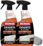 Weiman Granite Cleaner Polish and Protect 3 in 1-2 Pack - Streak-Free, pH Neutral Formula for Daily Use on Interior & Exterior Natural Stone w/Micro Fiber Towel