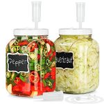 2 Pack Wide Mouth Fermentation Jars w 2 SCREW Lids and 3 Airlocks - 100% Airtight Lids, 1 Gallon Glass Jars with Lids, Mead Making Kits w Scale Marks for Kombucha