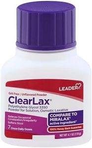 Leader ClearLax Osmotic Laxative Powder, Polyethylene Glycol 3350, Relieves Occasional Constipation, for Adults and Children 17+, Grit Free, Unflavored Powder for Solution, Compare to Miralax, 4.1 oz