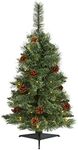 Nearly Natural 3ft. White Mountain Pine Artificial Christmas Tree with 50 Clear LED Lights and Pine Cones