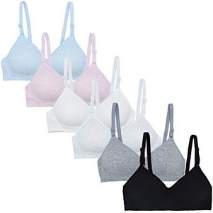 VeaRin 6 Pack Wireless Padded Starter Bras for Teens Girls, 6 Colors, 32