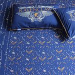 Silverlinen Official Warner Bros Wizarding World Harry Potter 100% Cotton 250 TC Double Bedsheet for Kids Room for Boys and Girls with Two Pillow Covers - Ravenclaw (Blue & Gold)