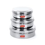 Sumeet Stainless Steel Storage Container- 300ML,480ML,600ML, 3 Pieces, Silver