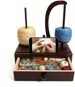 Upgrade Yarn Holder for Crocheting, Larger Size Wooden Magnetic Rotating Yarn Spinner with 2 Spindles, Large Storage Box, Perfect Crochet Gift for Knitting Lovers, Women, Mom, Grandma