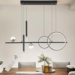 ORANOOR Modern LED Pendant Lights, Dimmable 39in Linear Wave LED Chandelier Lighting, Black & Gold Dining Room Hanging Light Fixtures Kitchen Island Globe Pendant Light for Dining Table (2700lm/45W)