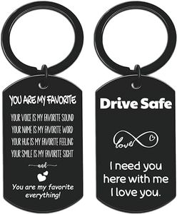 HOMEVAGE Anniversary, Birthday Gifts, Valentines Day Gifts For Him, Men, Man - You Are My Favorite & Drive Safe Keychain - I Love You Gift Husband, Unique & Funny Gift, Drive Safe