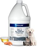 Life Line Pet Nutrition Wild Alaskan Fish Oil Omega-3 Supplement for Skin & Coat – Supports Brain, Eye & Heart Health in Dogs & Cats, 128oz