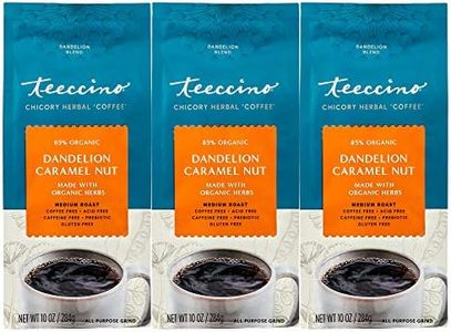 Teeccino Dandelion Caramel Nut Herbal Coffee - Caffeine-Free Coffee Alternative with Prebiotics, Gluten Free, Acid Free - Medium Roast, 10 oz (Pack of 3)