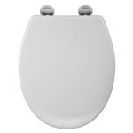 Croydex Constance Flexi-Fix White Soft Close Toilet Seat with Quick Release Button, Anti-Bacterial Treated Thermoset Plastic, Heavy Duty, Adjustable Stainless Steel Hinges Fits Most UK Toilet Bowls