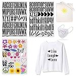 184 Piece Iron On Heat Transfer 2Inch Capital Letters & 1.5inch Lowercase Alphabets Fabric Vinyl Letter DIY for Sport Jerseys T Shirts Clothes Slogan Printing Crafts Decoration (Color1)