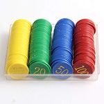 160pcs Plastic Poker Chips, Value 10 20 50 100 for Tokens Board Game (Colorful)